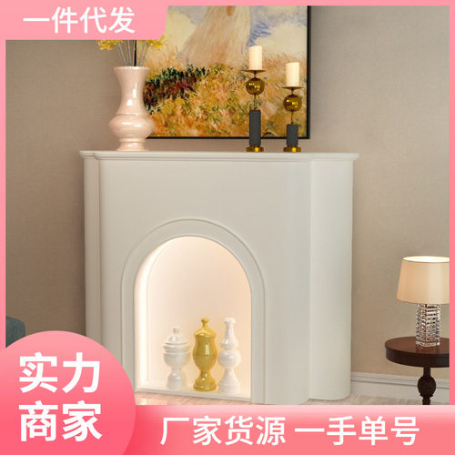 法式壁炉柜装饰柜室内客厅黑色白色简约民宿玄关摄影置拱形