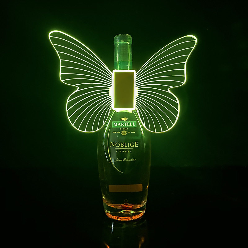 酒吧led七彩发光蝴蝶翅膀香槟头酒塞充电闪光棒爆闪出酒气氛道具