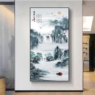 竹报平安装饰画家和万事兴福字挂画新中式过道玄关竖版走廊墙壁画