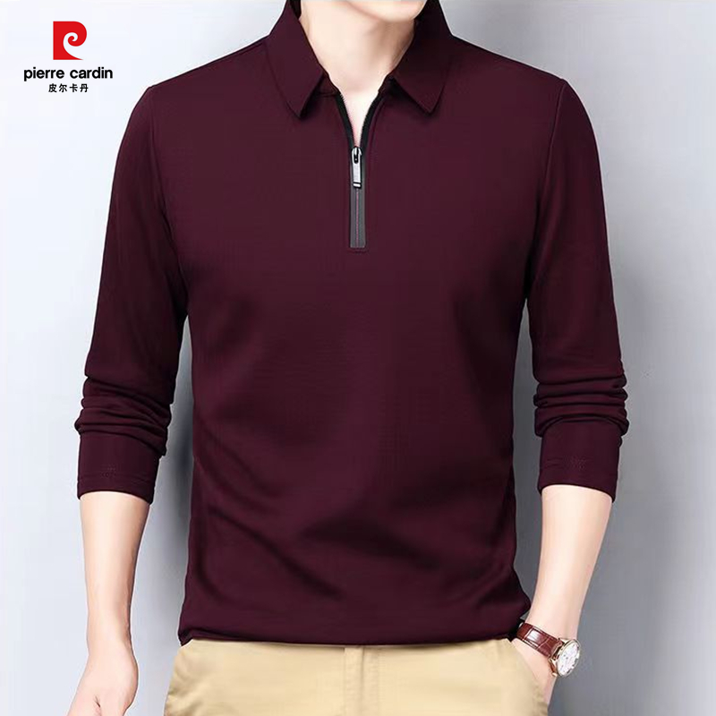 羊绒长袖桑蚕丝皮尔卡丹商务