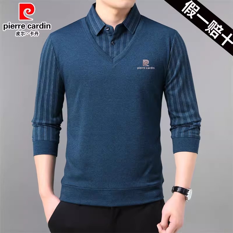 皮尔卡丹男士V领羊毛polo衫
