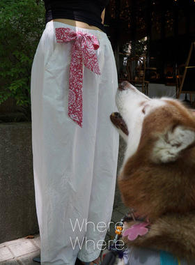 【鹿晗同款】WhereWhere原创手工蜡染粉色腰果花飘带