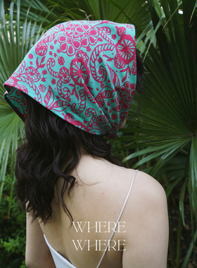 【方巾-夏日柠檬系】WhereWhere原创手工蜡染布方巾头巾