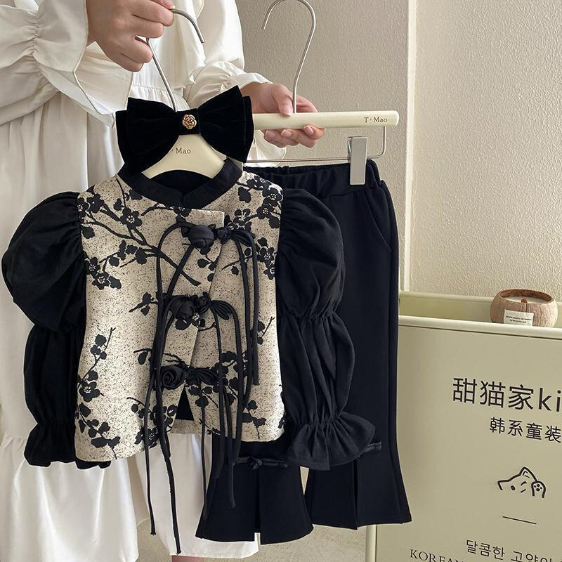 速发女童春装套装2024新款轻复古新中式中国风春季款儿童两件套春