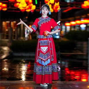 速发成把士彝族盛装少数民族传统长裙刺绣火人节演出服饰舞台表演