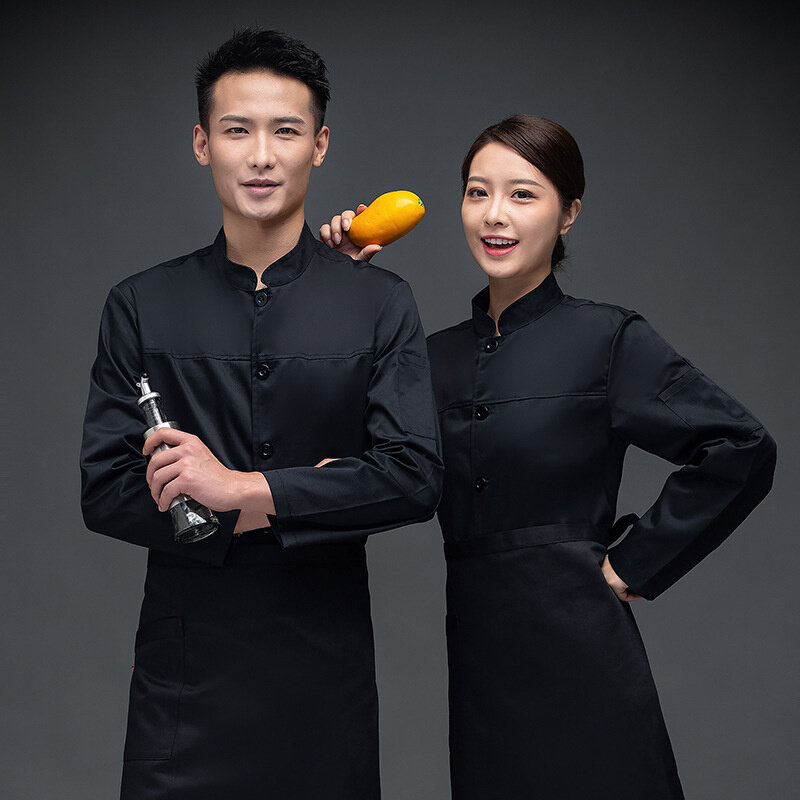 高货酒店餐饮男女长袖厨师服面点烘培坊餐厅厨师白色工作服后厨房