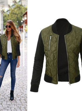 速发Autum WiteroLei ure Fashio Sid Ws Jaet O-e Zipp