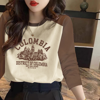 速发美宽复恤长袖t古2025春秋新款式松打底衫内搭上衣潮