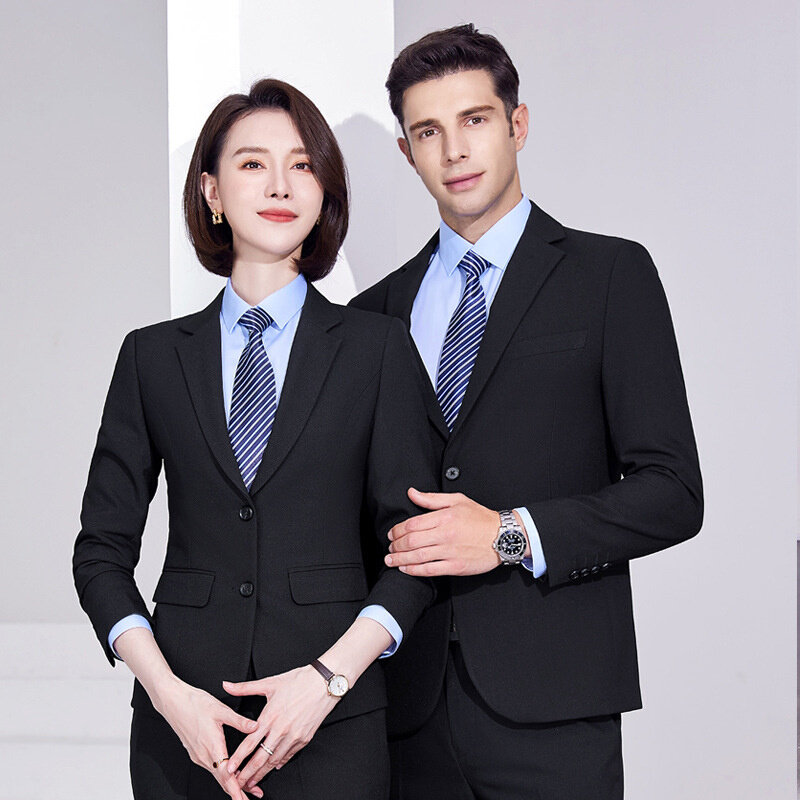 高货2024新款职业装男女同款4S店售楼部工装西服套装修身工作服商