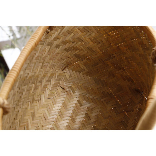 速发O6AM竹制品水果手提菜篮子竹编织筐收纳通用复古精编特大中小
