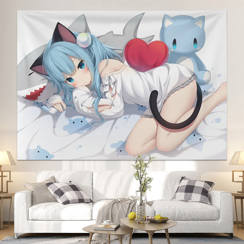 速发4NF8二次元猫羽雫背景布ins挂布房间装饰墙布少女心卧室宿舍