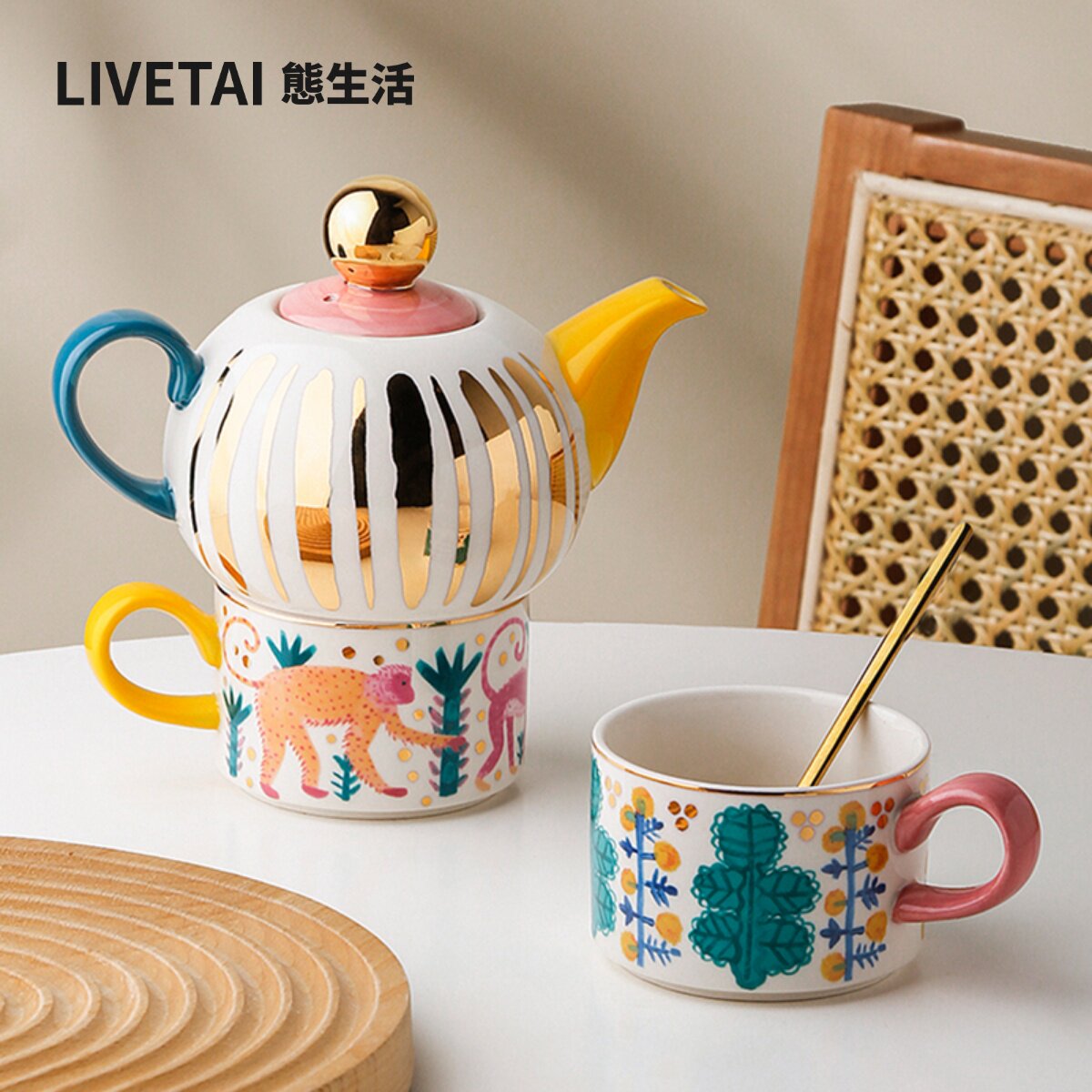 速发态风活生田园风手绘精致英具下午茶茶式套装泡茶陶瓷送礼茶壶