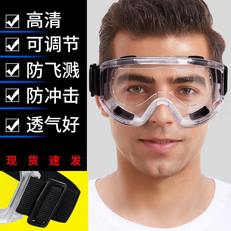速发镜目护劳保防飞磨防灰尘飞沫风沙防雾透明打溅平光骑行男