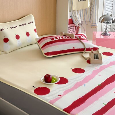 速发韩系奶m蛋糕凉感丝软81.5油1.席米三件套可水洗床笠空调凉席