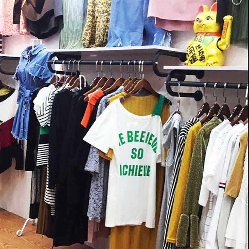 速发铁艺服装店上墙货架侧挂挂衣架童装店壁挂式带板衣架女装店展
