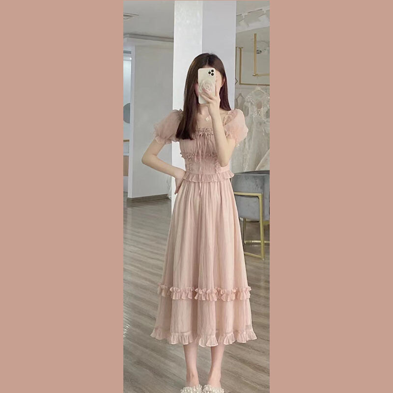 速发单件/御姐轻熟风穿搭女2024年设计感法式上衣粉色连衣裙大码图片