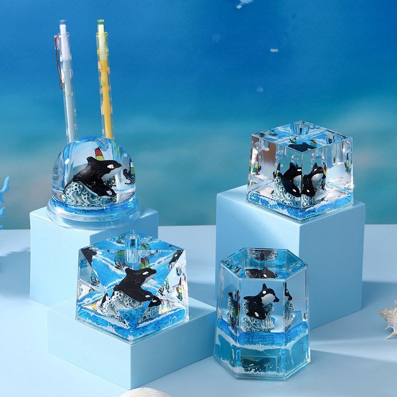 速发多款海洋油滴沙漏海豚漂浮桌件创意学桌送礼生面油滴摆摆装饰