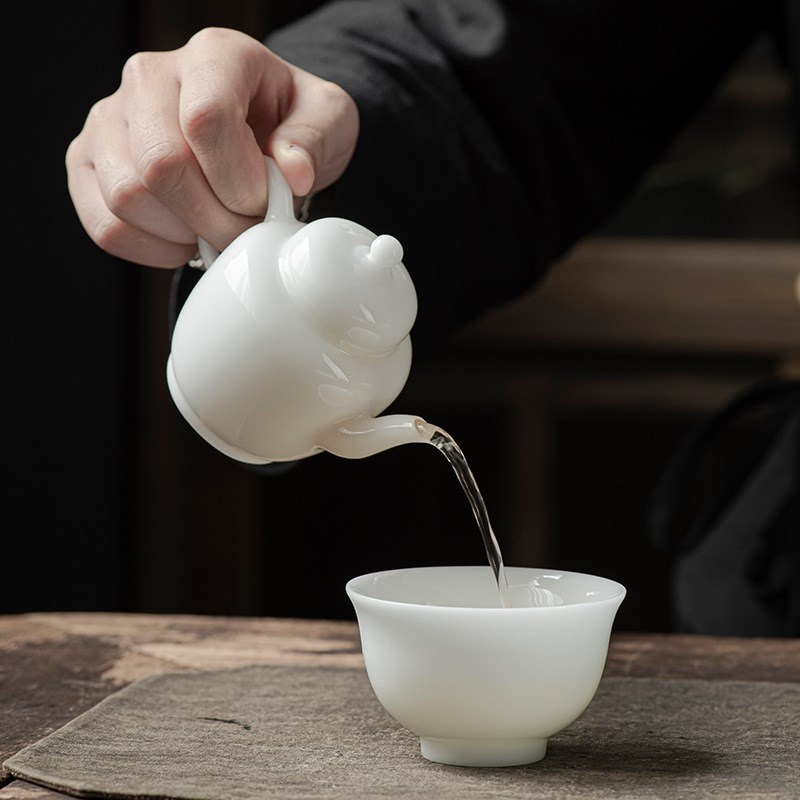 速发德化滤羊玉瓷迷你小号茶壶手执壶种脂玉白瓷泡茶冰茶器单壶秋