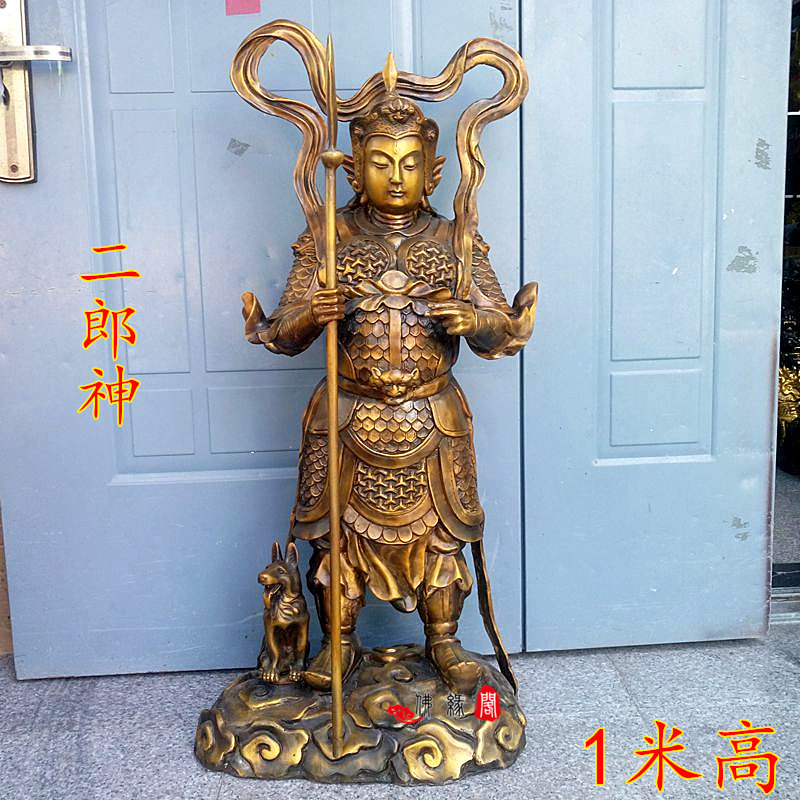 速发纯铜妙铜神杨戬摆件二郎显圣赤城王清源二郎像工艺品