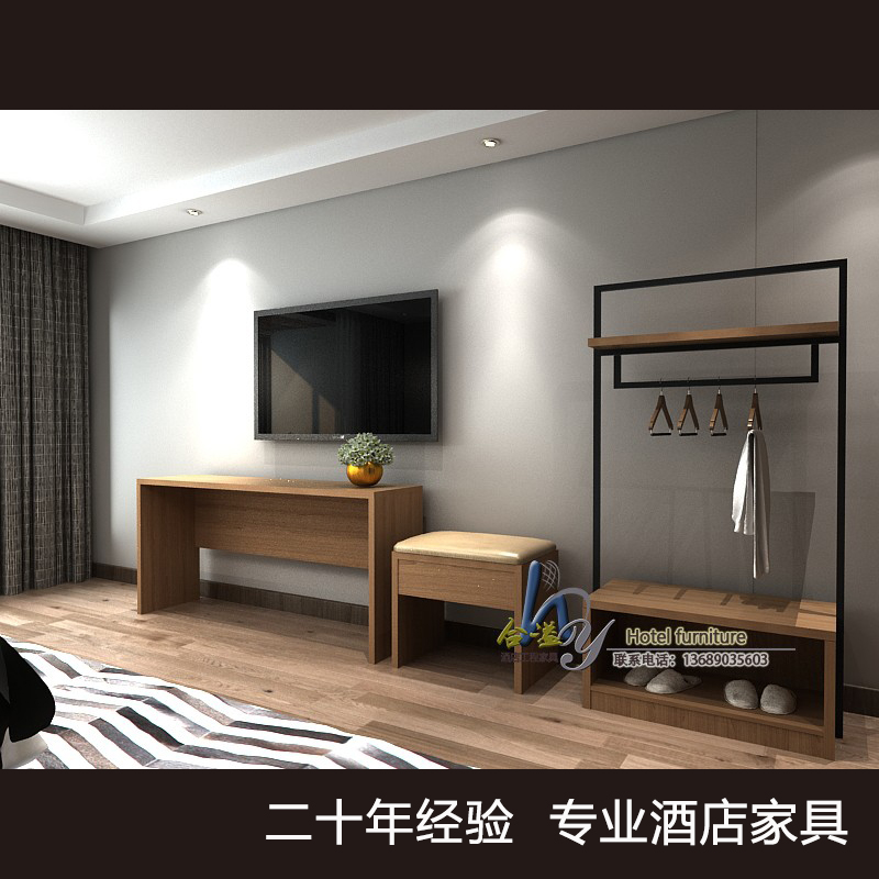 速发酒店家具房间全套宾馆床客标大床公视单人床标间双床电寓柜桌