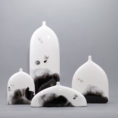 速发新中式陶瓷花意摆件客厅家居饰品玄关插花花器样板间禅瓶饰装
