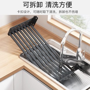 速发微波炉架子置物架厨房墙上免打孔C不锈钢收纳架家用烤箱支架