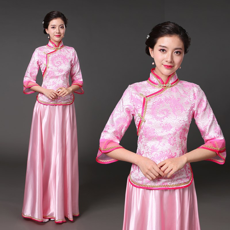 速发戏曲演出服长裙202式新款中国风舞民服装古典舞蹈族舞中0伴娘
