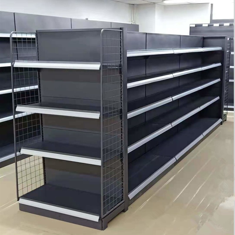 速发加部磨砂灰货面双面超市货架商店小卖厚便利店多层展示架百单