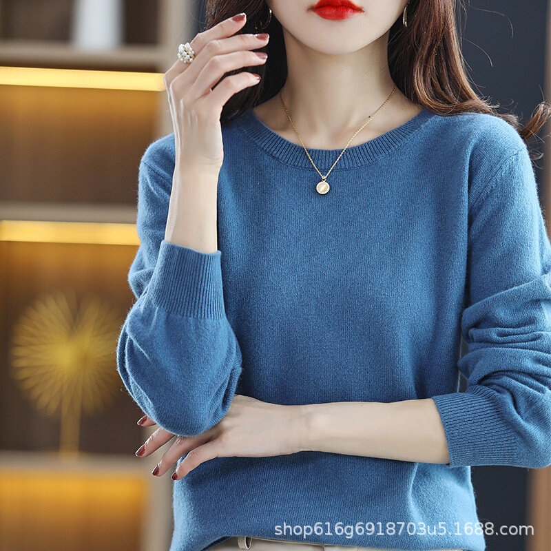 高货特价基础款圆领打底衫春秋季薄款内搭毛衣长袖纯色女式大码针