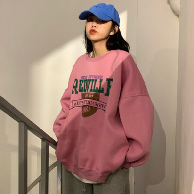 高货ins超火卫衣女春秋oversize薄款无帽外套潮慵懒风bf韩版宽松