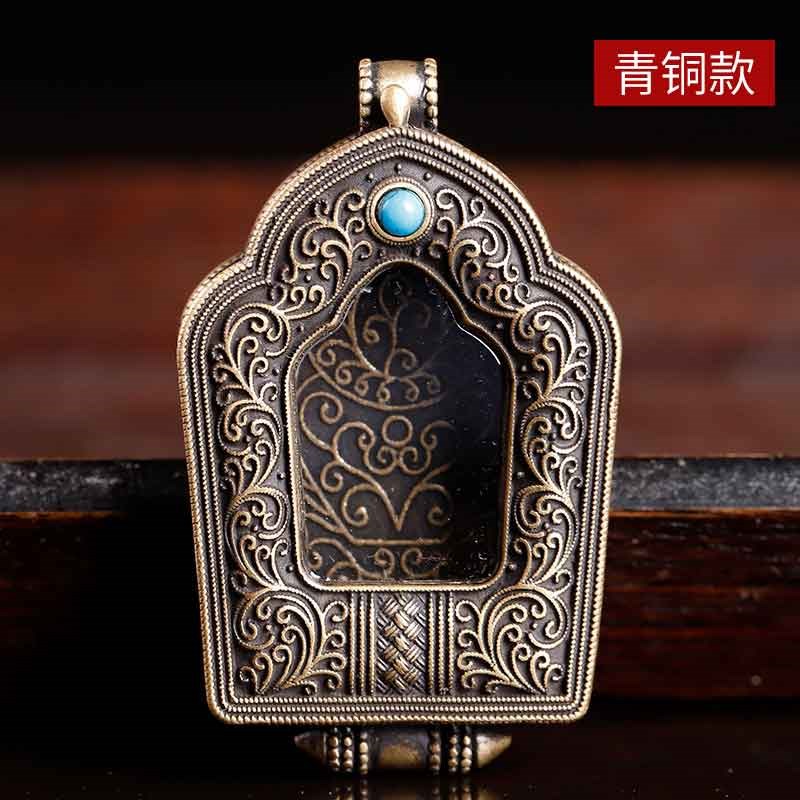 速发纯铜藏式掐丝透明嘎乌盒楞严挂件装甘露男士吊坠