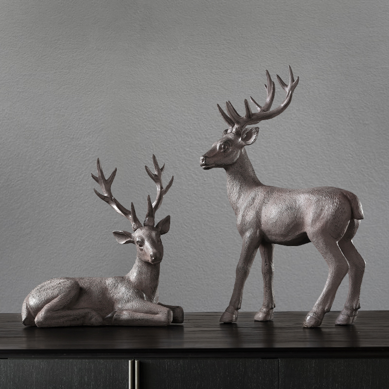 速发复古麋鹿招财摆件家居视厅软装意品电客柜玄关办公室创饰摆设