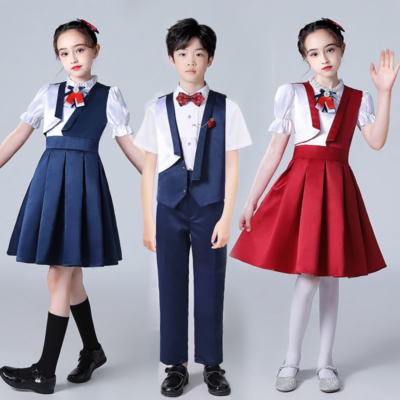速发国庆爱国主题合唱演出服中小学生主持人朗诵演讲比赛礼服大合