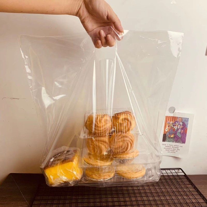 速发打包袋烘焙手提糕子外卖透明包装袋蛋袋袋甜品面包塑料袋