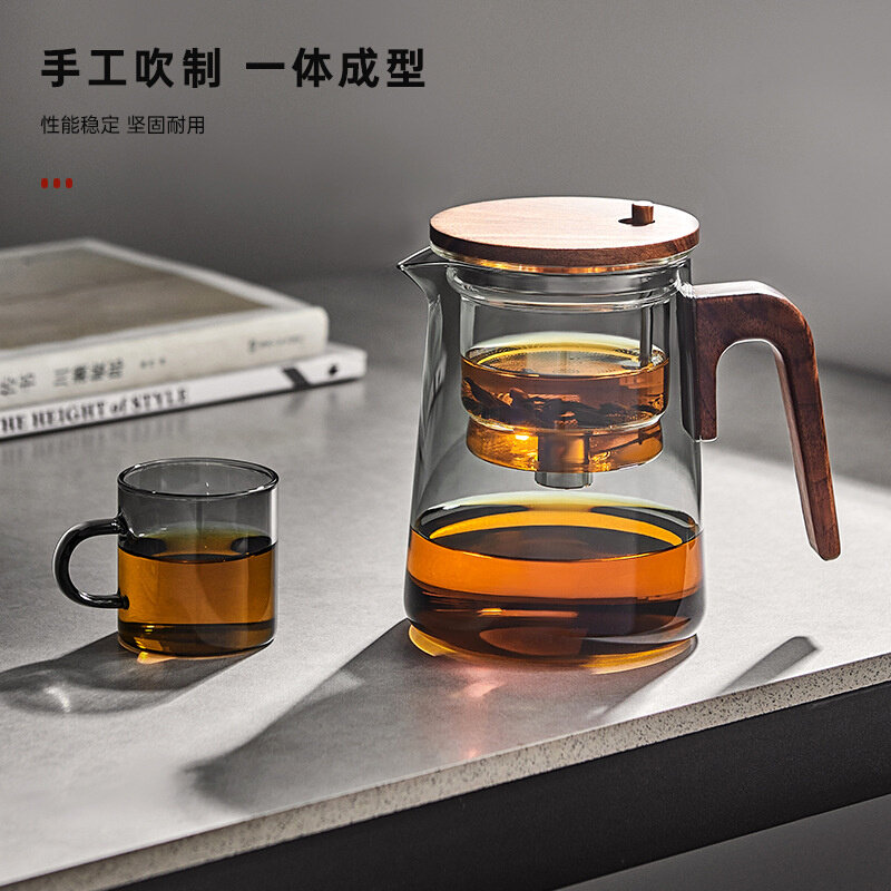 速发4KRZ玻璃泡茶壶飘逸杯全玻璃内胆一键过滤茶水分离杯办公家用
