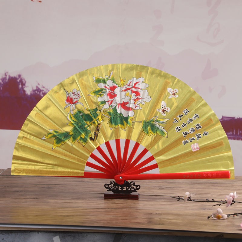 速发太极风功夫舞竹骨儿童扇蹈扇折扇成人红色中国扇小学生武术扇