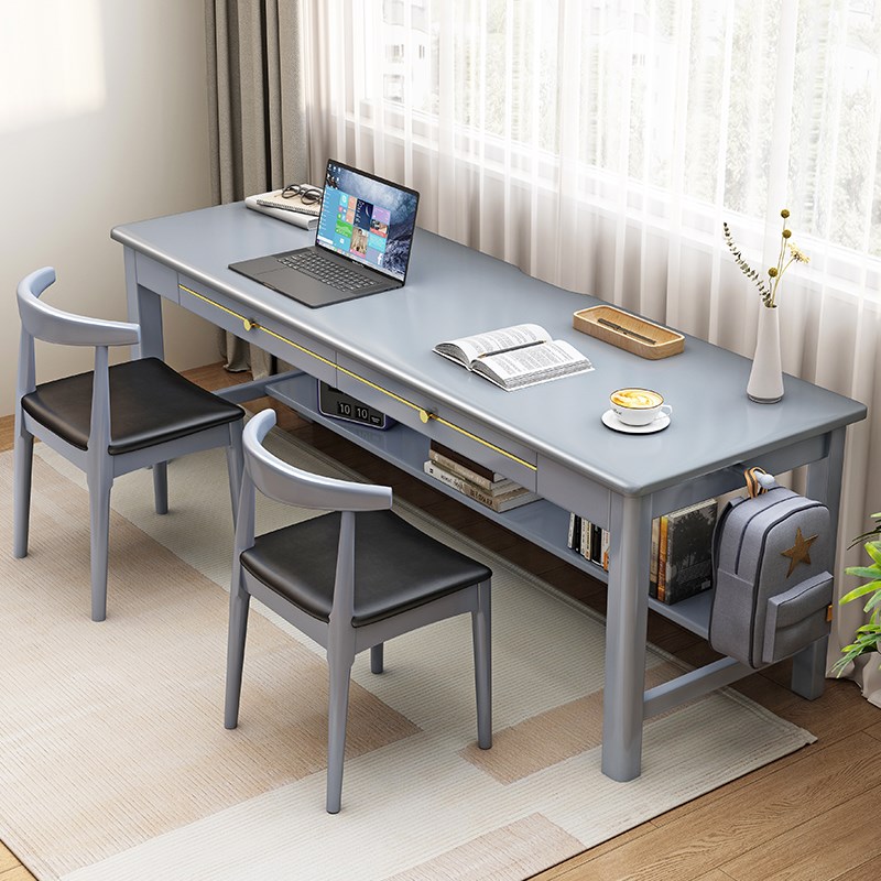 速发实木书桌学生家用台式桌脑电书房办学桌简约卧室公生写字桌椅