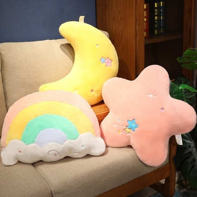 速发可爱小星彩抱星月亮枕虹玩偶毛绒玩具睡觉抱枕布娃娃孩靠枕