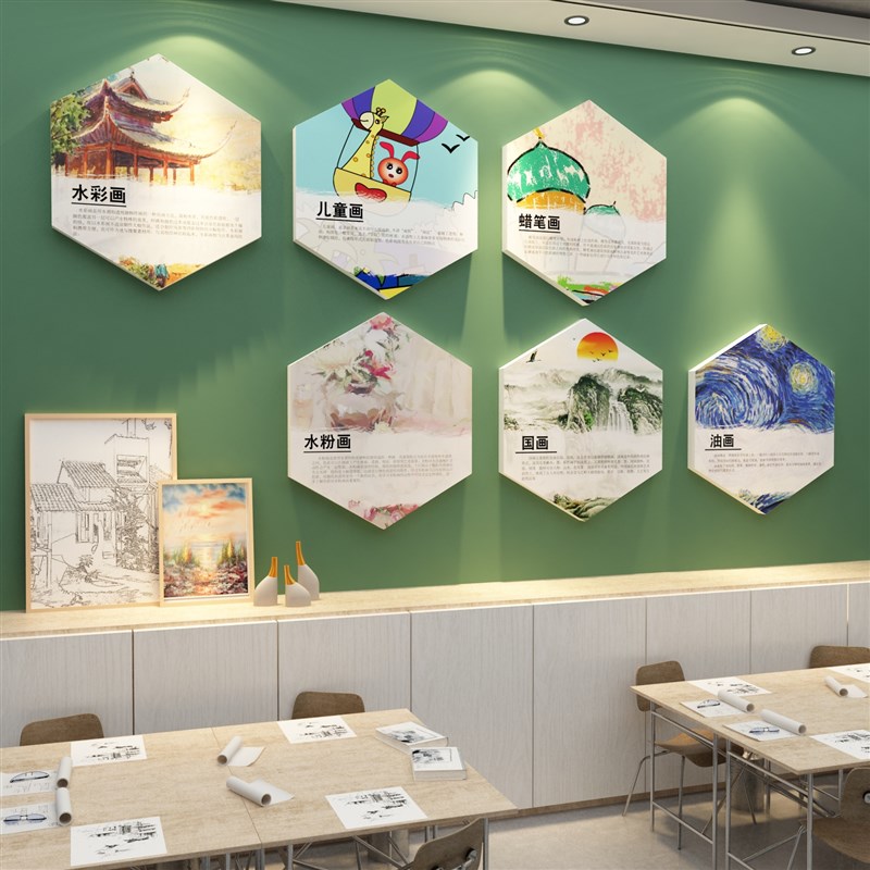 速发画室幼构环创室置美术教布文化墙面装饰绘本馆画机儿园主题墙