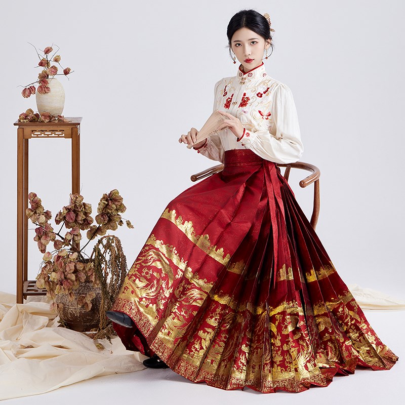速发红色马面裙套装国酒服新娘回门服新中式敬风改良装汉服订婚礼