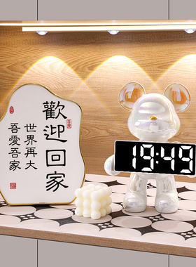 速发轻奢高边熊玄关摆件饰厅家居装客品入户进门餐档鞋柜收纳