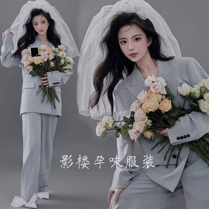 高货影楼个人私房艺术室内拍照写真服装少女主题时尚简约西服摄影