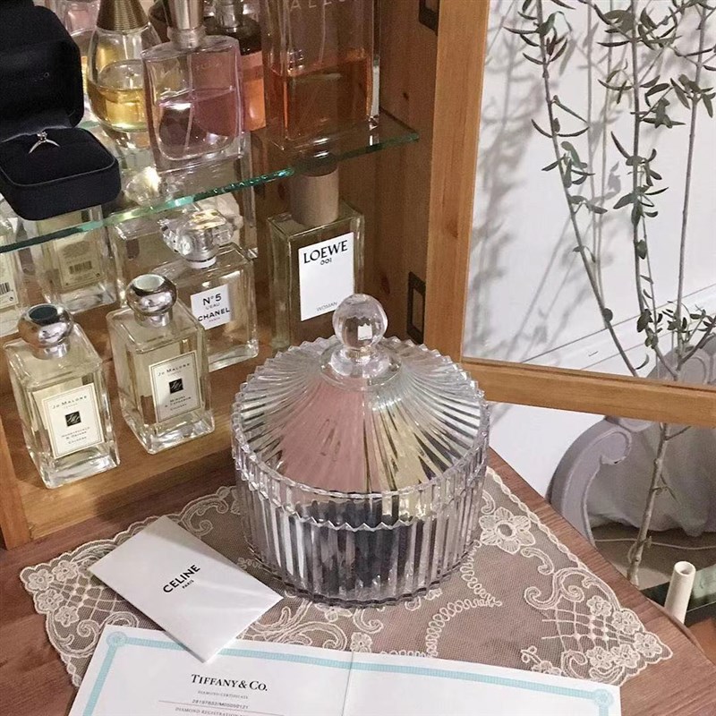 速发大橙子爱美丽纳古竖条纹玻璃收复盒首饰物物储杂罐展示罐