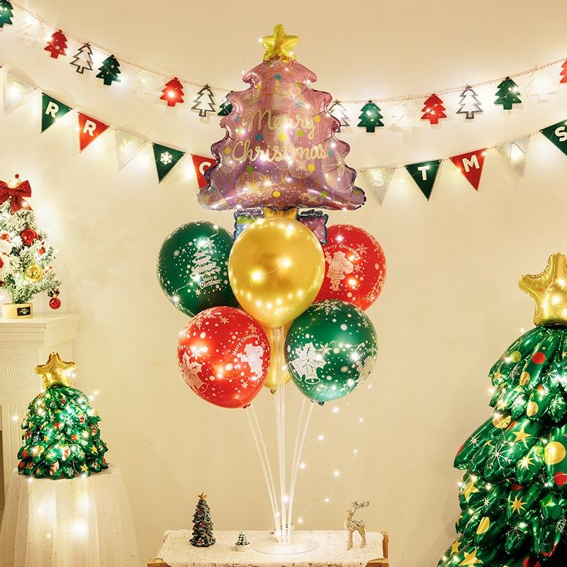 速发圣诞节装饰圣诞树桌球桌飘发光店铺氛摆幼儿园气面小围件场景