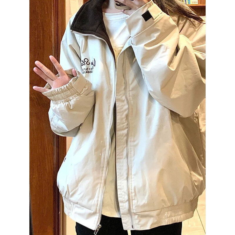 高货日系复古刺绣外套女春秋2024新款宽松设计感小众情侣学生早春