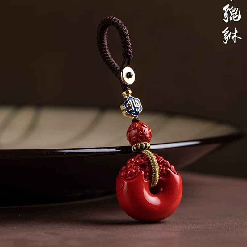 【寺庙同款】帝王砂朱砂财源貔貅平安扣汽车钥匙扣挂件男女本命年
