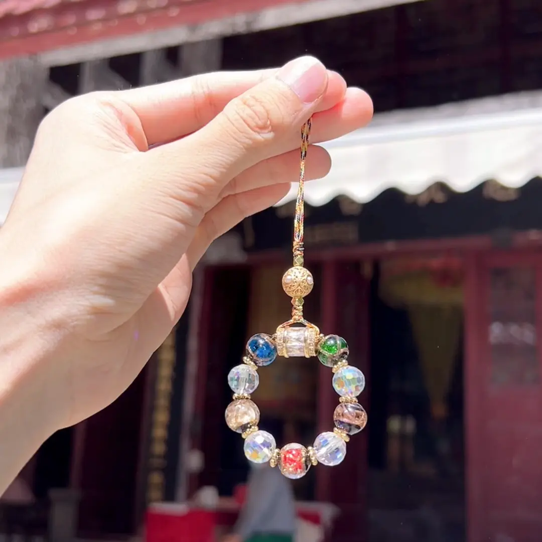 【纯手工制作】小五福香灰琉璃手机链车挂钥匙链吊坠转运十全十美