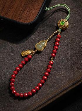 杭州灵隐朱砂手机链福禄葫芦手串