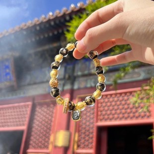 【同款】北京雍琉璃珠香灰瓷转运手串男女款情侣饰品同款上