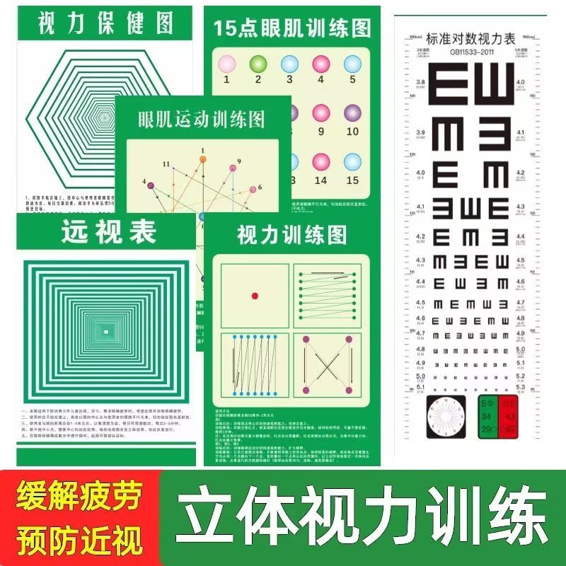 近视视力训练图儿童增视力练习视力散光训练预防墙贴眼部肌肉挂图